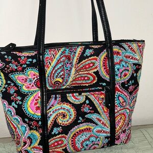 VERA BRADLEY TOTE Bag Purse Big 15"W x 11"H x 4"D "Parisian Paisley" Pat…